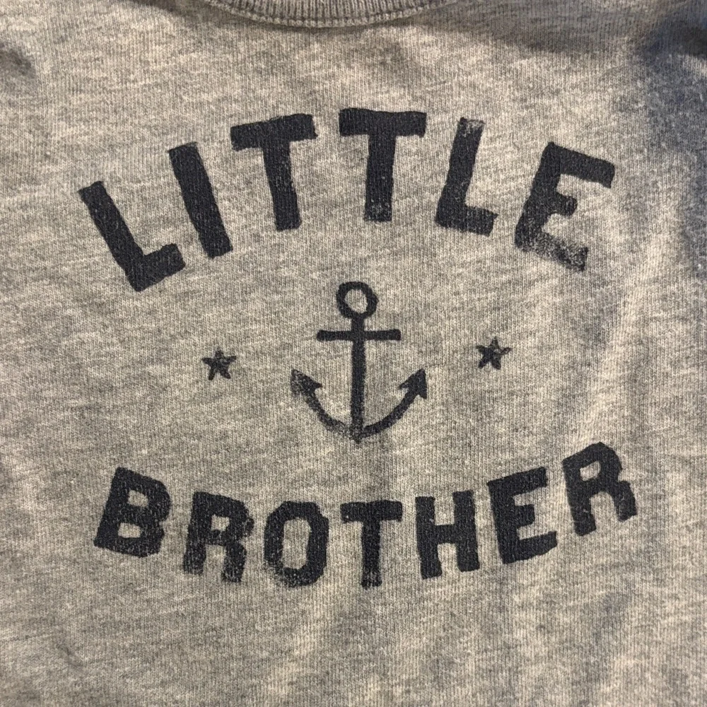 Baby GAP Gray 'Little Brother' Anchor Long sleeve Onesie Bodysuit Size 3-6 Month